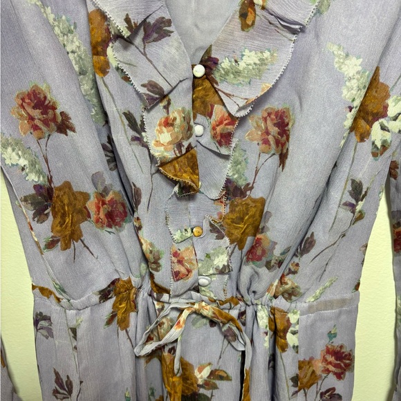 Paige lilac ruffle tie front desk silk size small 153 - Picture 3 of 5